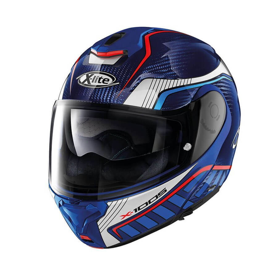 X-1005 Ultra Carbon modular helmet showing its lightweight design and advanced features.